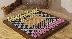 Q-Chessboard 8x8;14x14 Cherry Wood with Diamonds