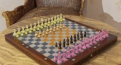 Q-Chessboard 8x8;14x14 Cherry Wood with Diamonds